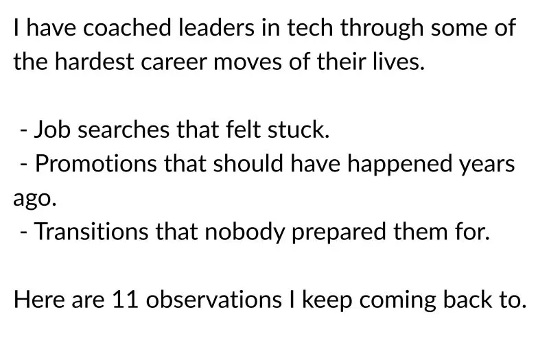 11 Observations From Coaching Tech Leaders Through Job Searches, Transitions, and Promotions