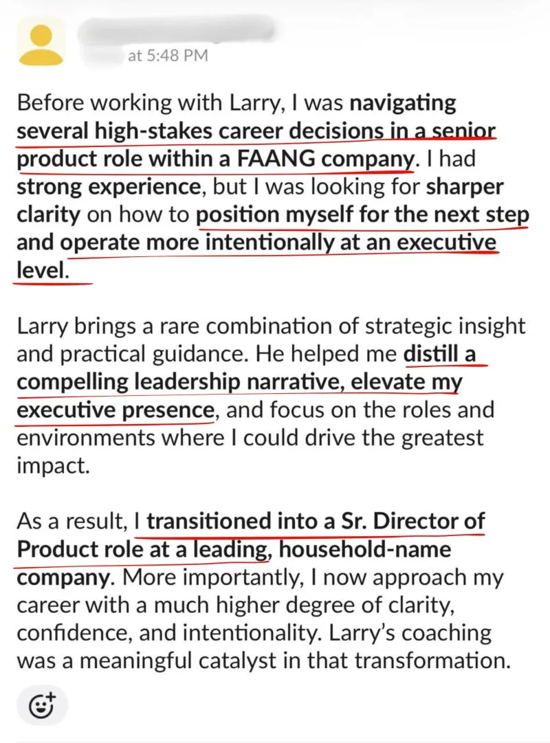 A senior product leader at a FAANG company could not see himself clearly enough to position what he actually brought to the table. He was not the problem — context was. Here is what happens when that context disappears overnight.